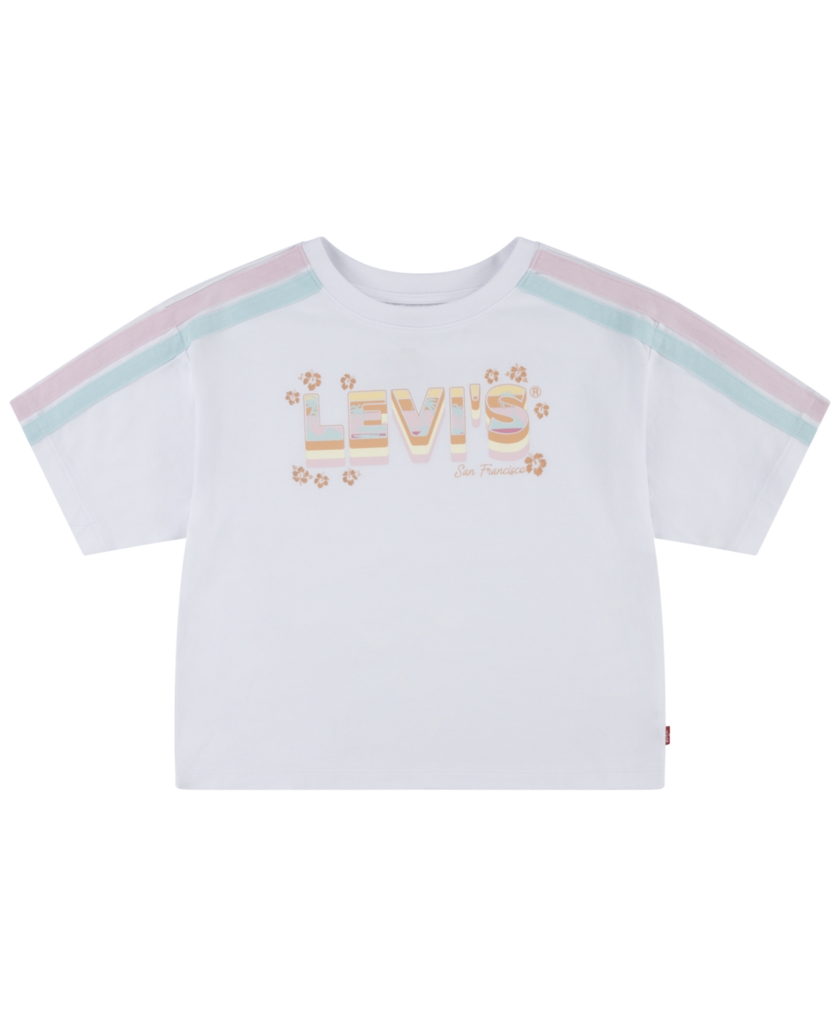 Shop Levi's Big Kids Meet And Greet Striped Short Sleeve T-shirt In White Bright