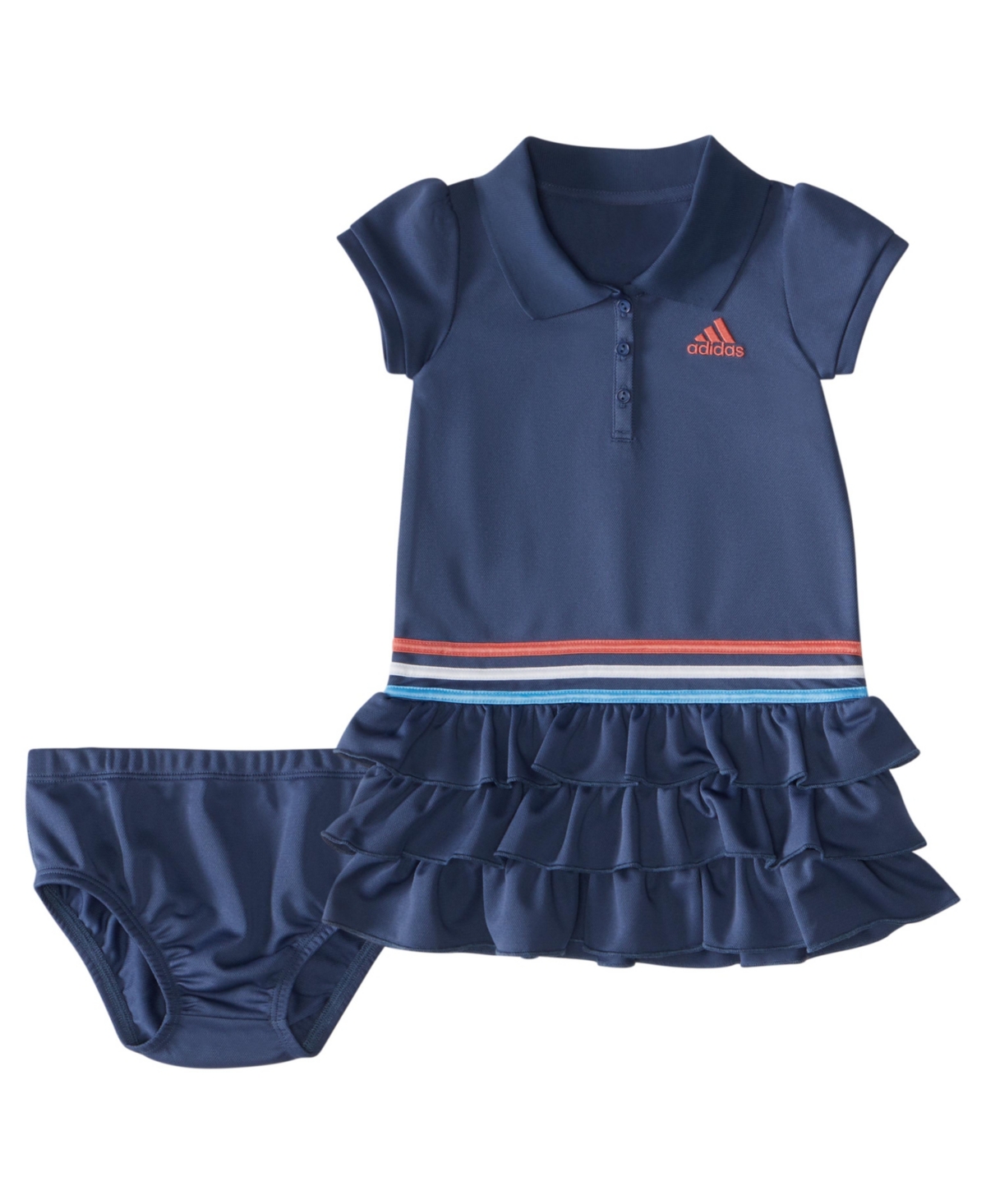 Shop Adidas Originals Baby Girls Ruffle Polo Dress In Preloved Ink
