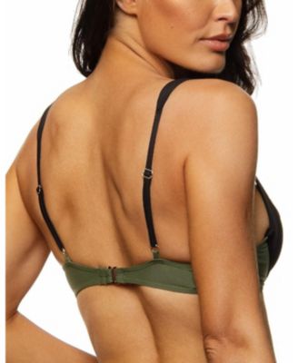 Women's Color Block Plunge Underwire Bikini Top