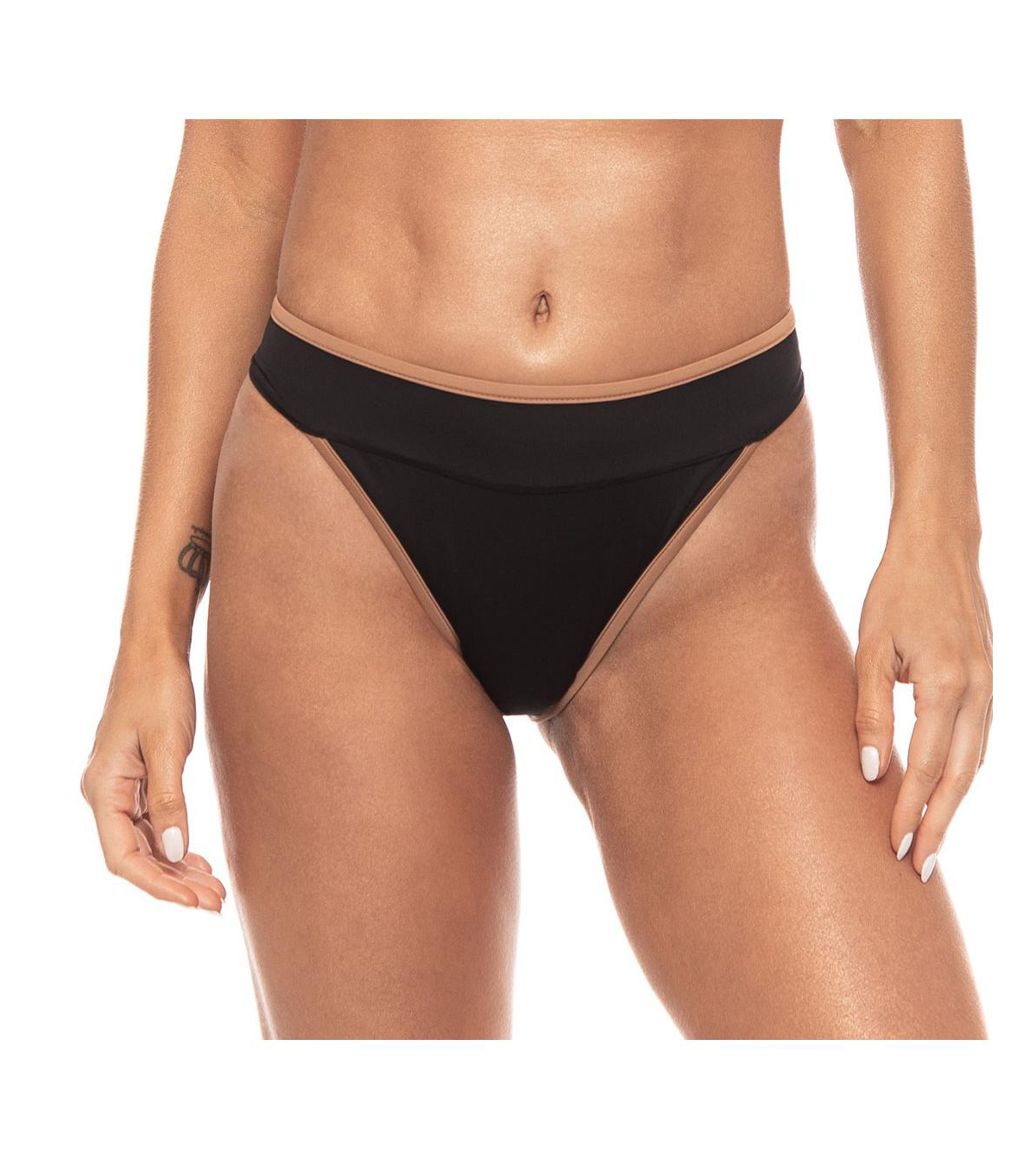 Women's Contrast Detail High Cut Banded Bikini Bottom - White