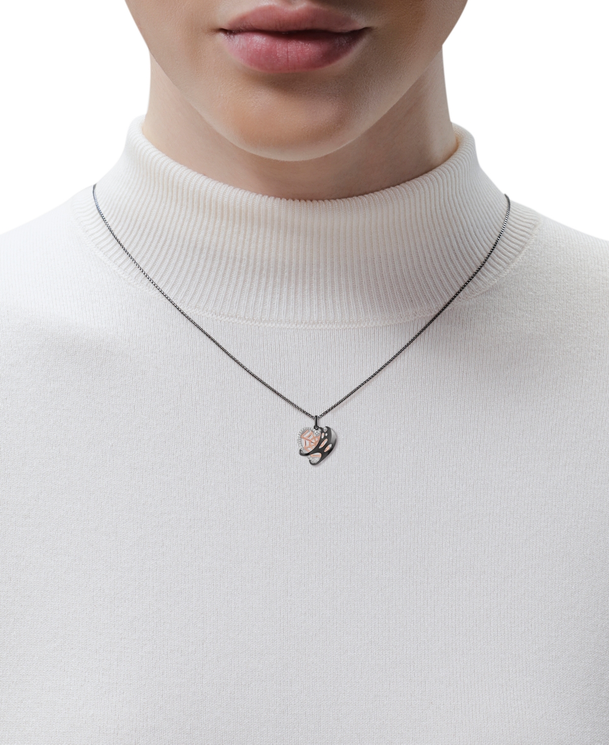 Wonder Fine Jewelry Marvel  Diamond Spiderman Venom Heart 18" Pendant Necklace (1/10 Ct. T.w.) In Ste In Pink Gold