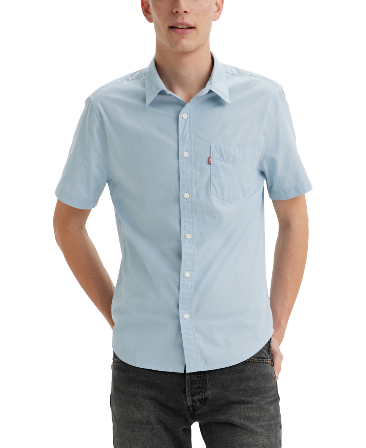Shop Levi's Men's Classic 1 Pocket Short Sleeve Regular Fit Shirt In Soft Chamb