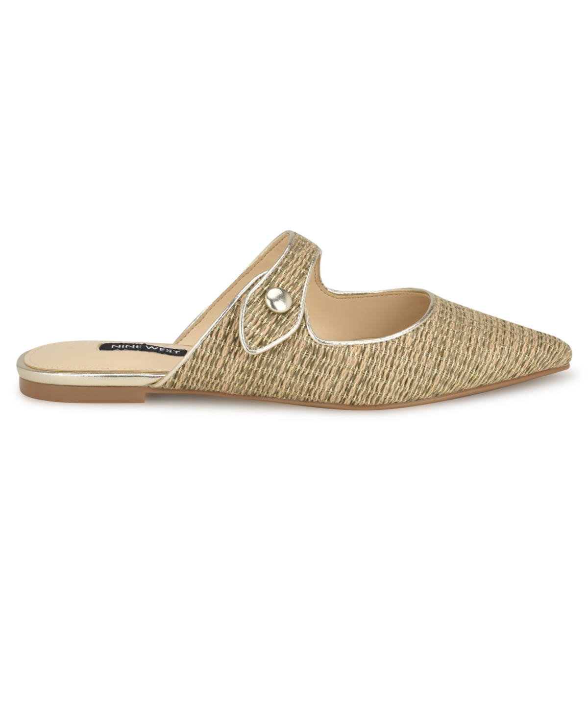 Nine West Women's Barbra Pointy Toe Slip-On Flat Mules - Light Natural Multi - Textile