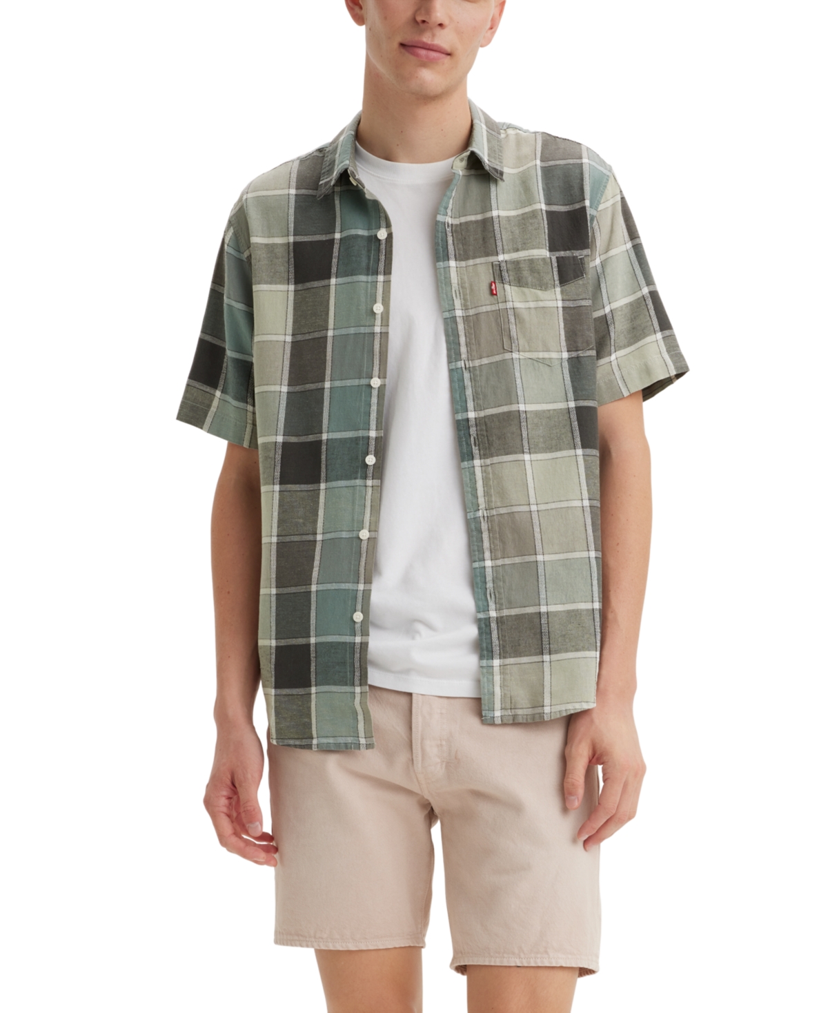 Shop Levi's Men's Classic 1 Pocket Short Sleeve Regular Fit Shirt In Josiah Pla