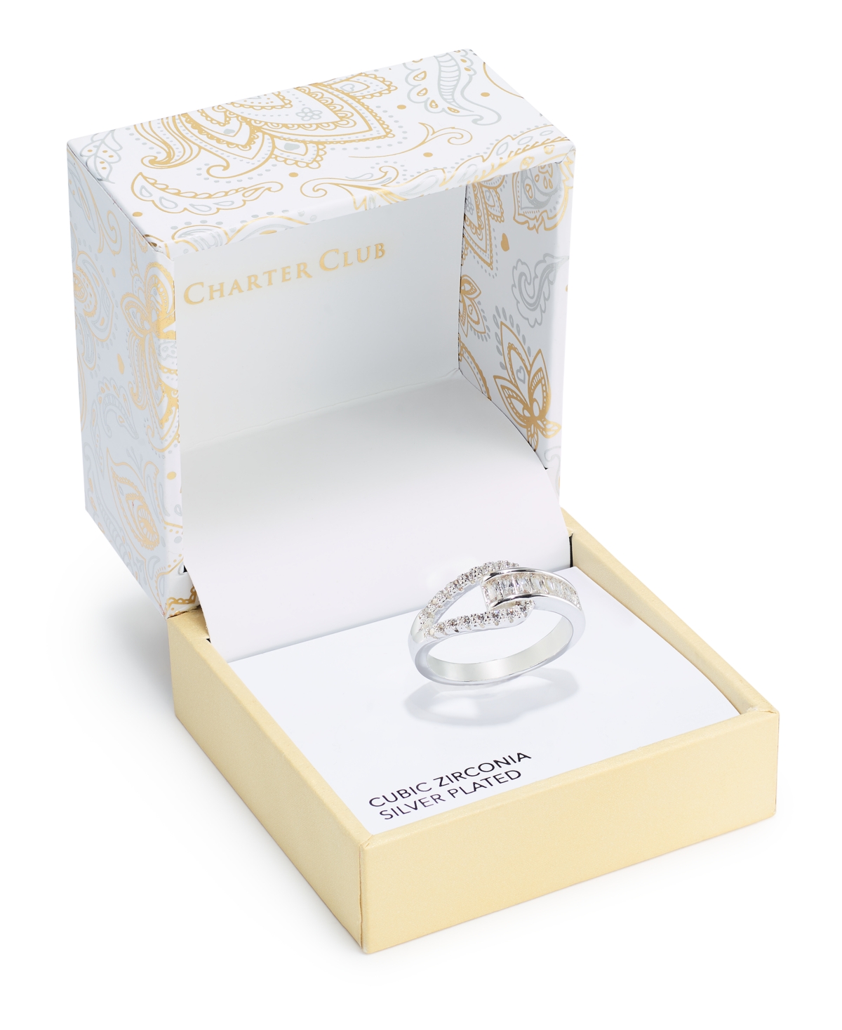 Charter ClubTone Pave & Baguette Cubic Zirconia Ring, Created for Macy's - Silver
