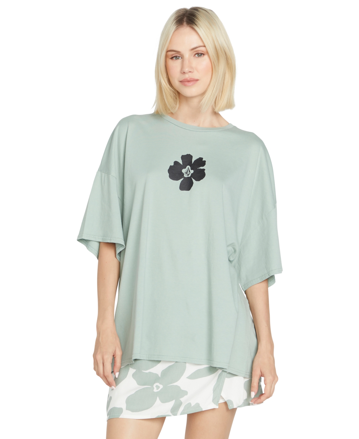 Shop Volcom Juniors' Coco Ho My Guys Cotton Graphic Tee In Sea Glass