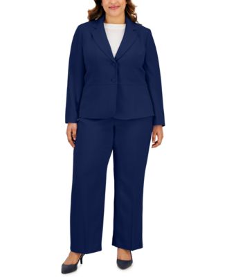 Le Suit - Plus Size Crepe Two-Button Blazer & Pants