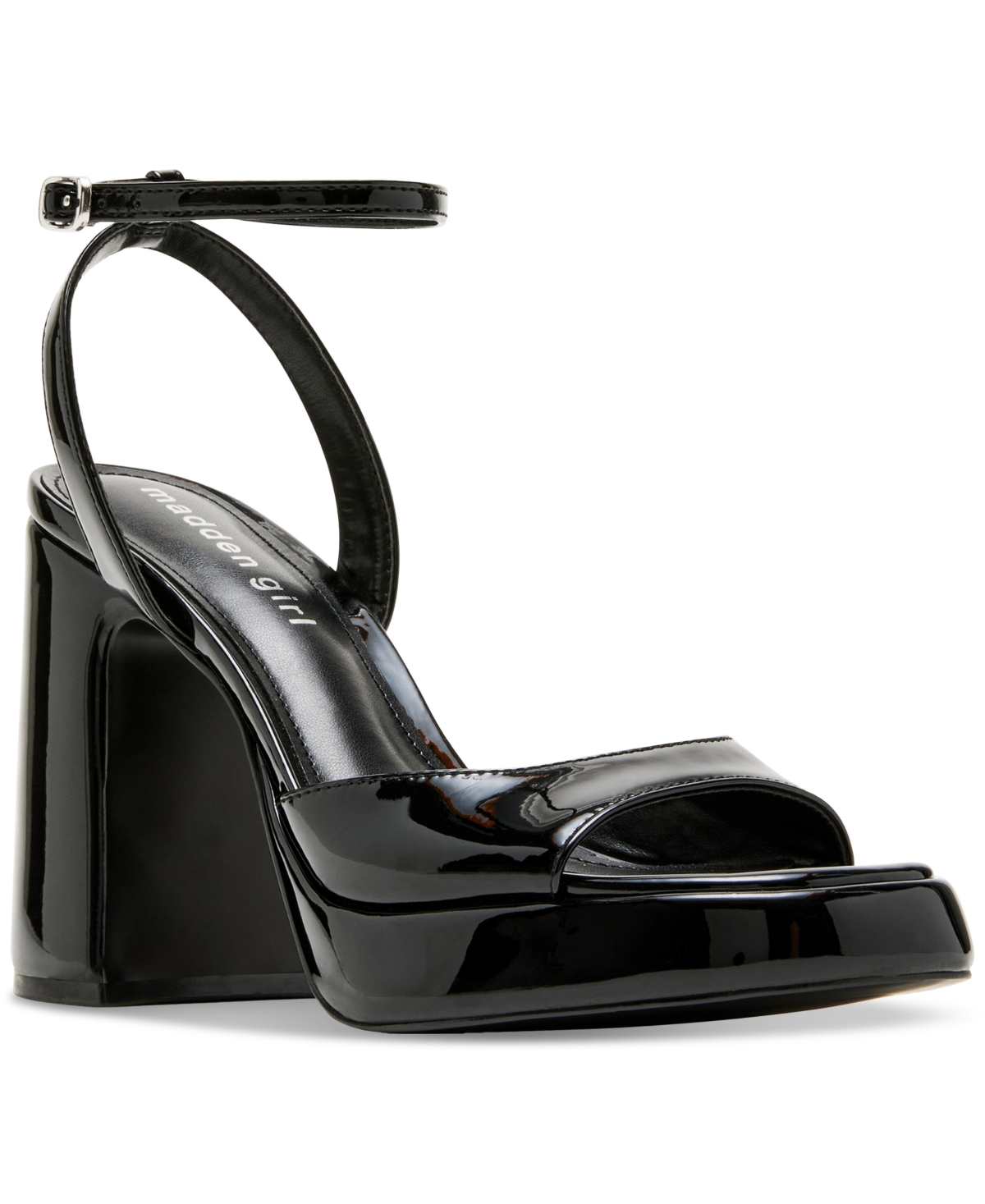 Madden Girl Caicos Ankle-strap Platform Dress Sandals In Black Patent