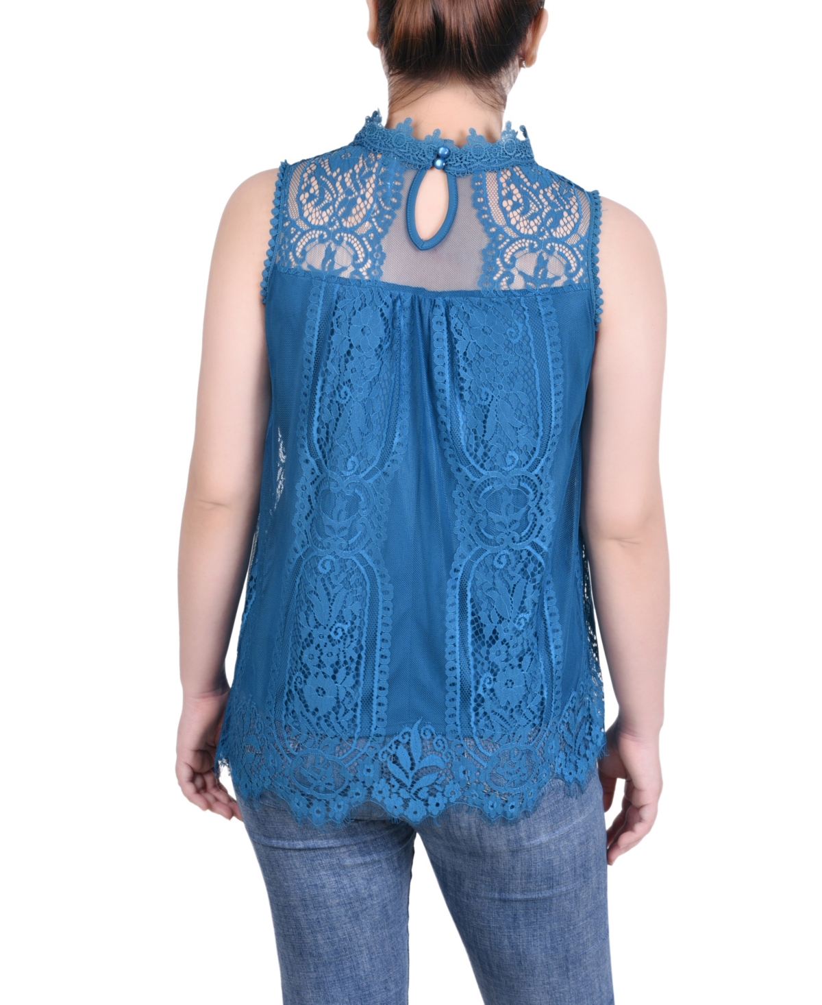 Ny Collection Mock-Neck Lace Top