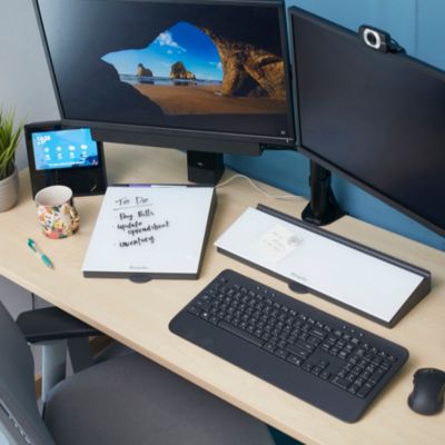 Dry-Erase Glass Board Memo Station, Desk Organizer