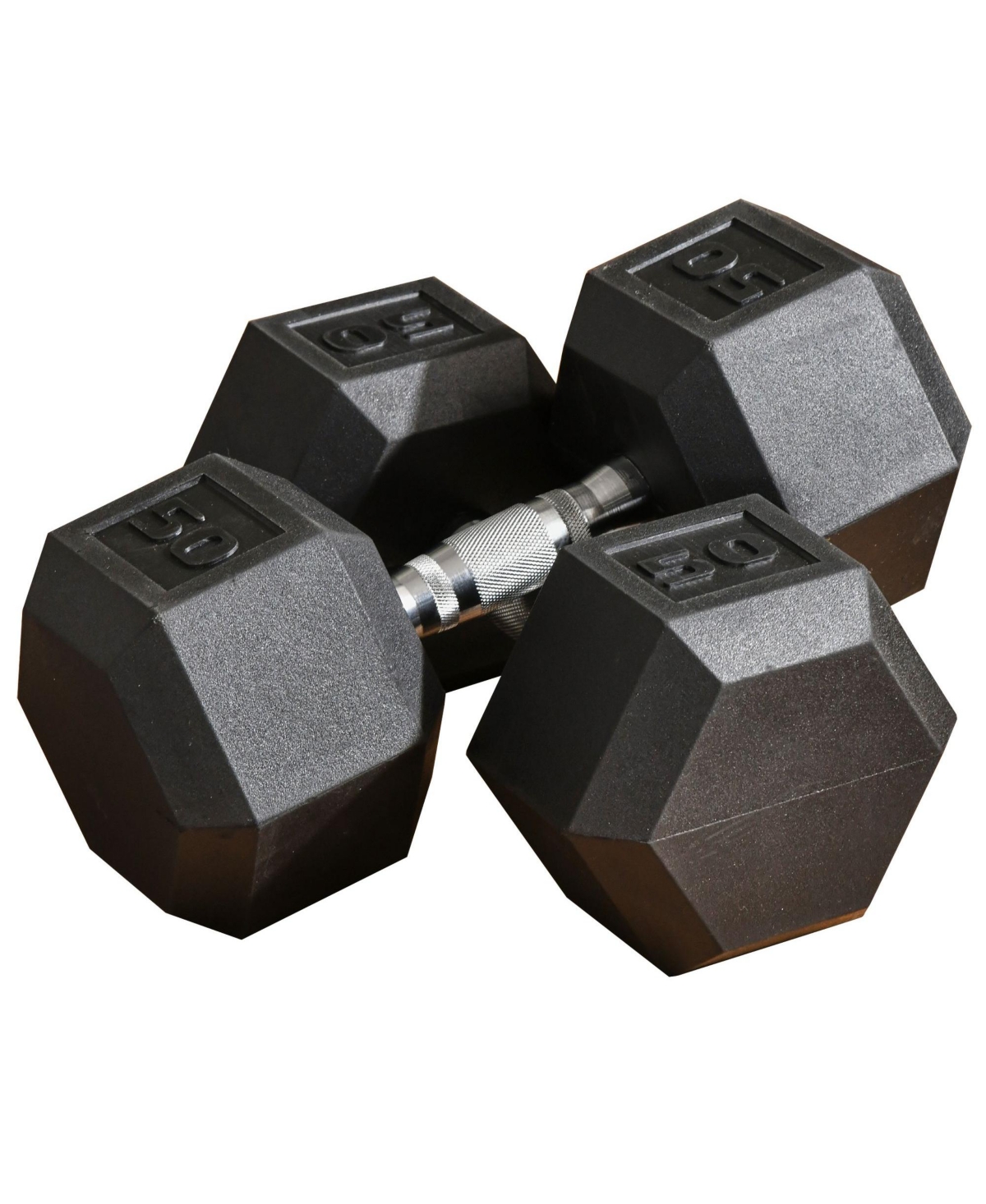 2 x 50lbs Hex Dumbbell Set of 2, Rubber Weights Exercise Fitness Dumbbell with Non-Slip Handles, Anti-roll, for Women or Men Home Gym Workout