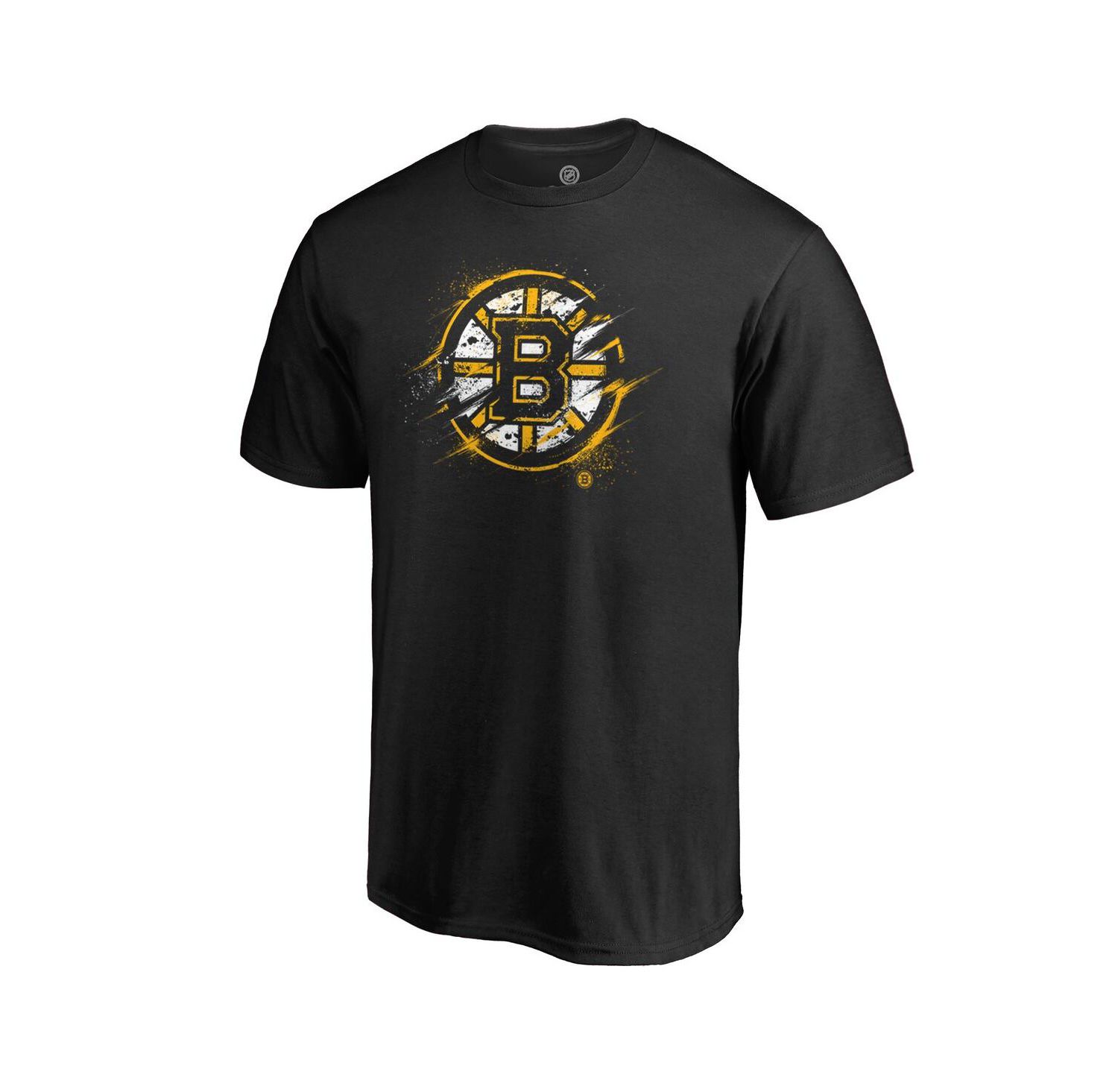 Men's Black Boston Bruins Splatter Logo T-shirt