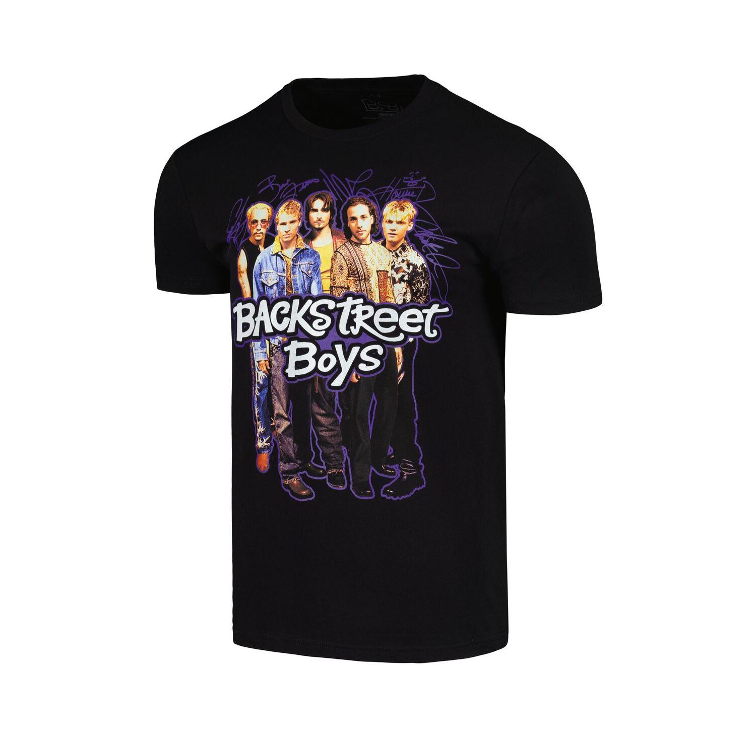 Men's Black Backstreet Boys Signatures T-shirt
