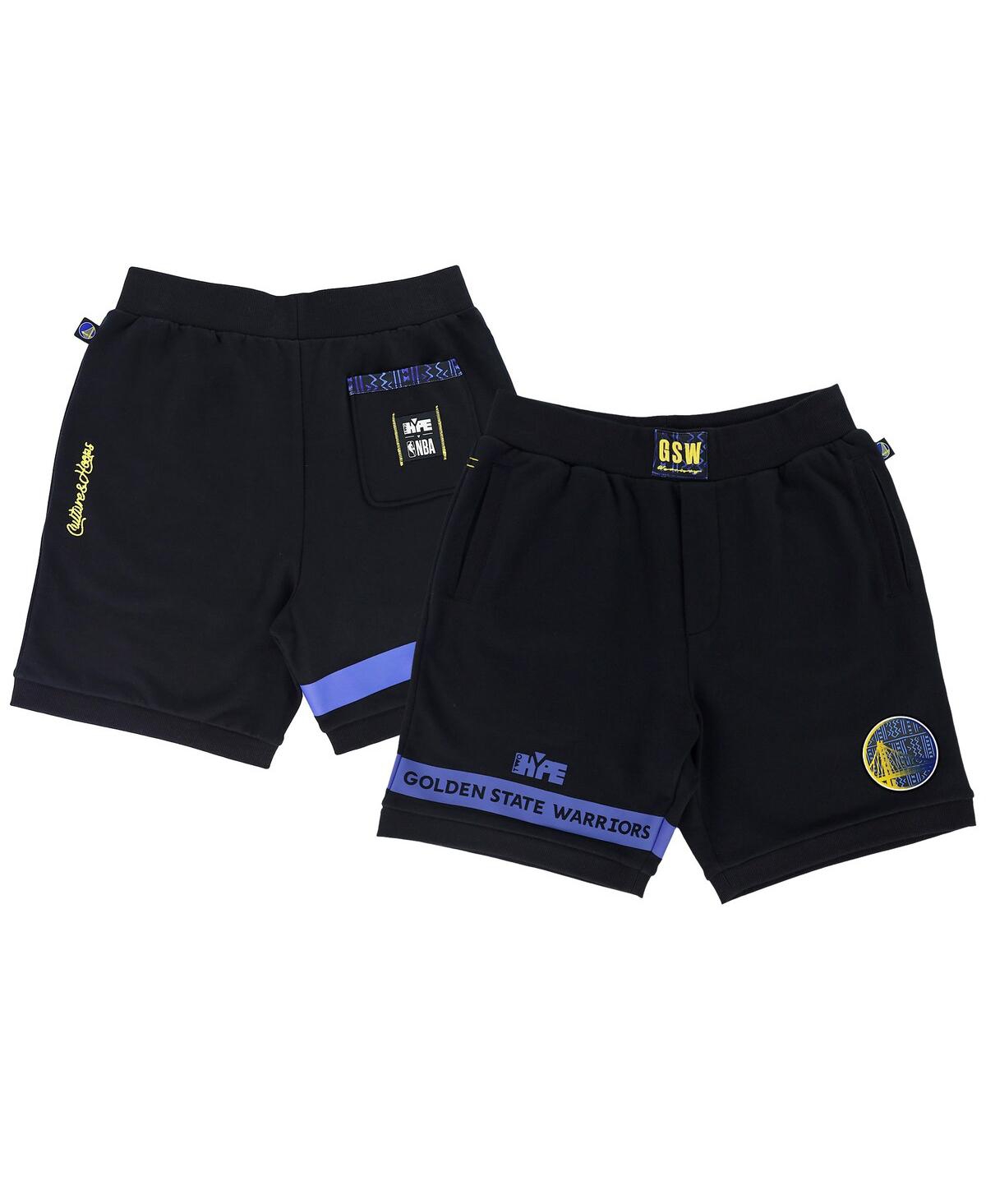 Men's and Women's Nba x Two Hype Black Golden State Warriors Culture & Hoops Premium Classic Fleece Shorts - Black