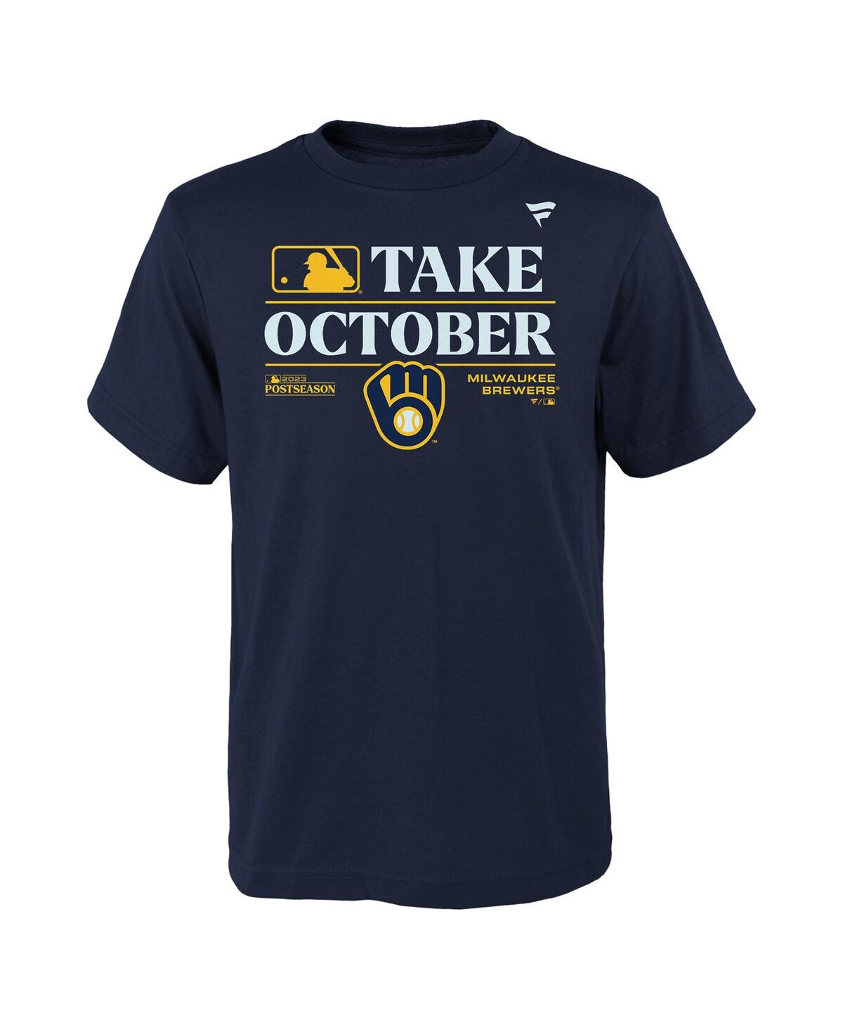 Big Boys FanaticsMilwaukee Brewers 2023 Postseason Locker Room T-shirt - Navy