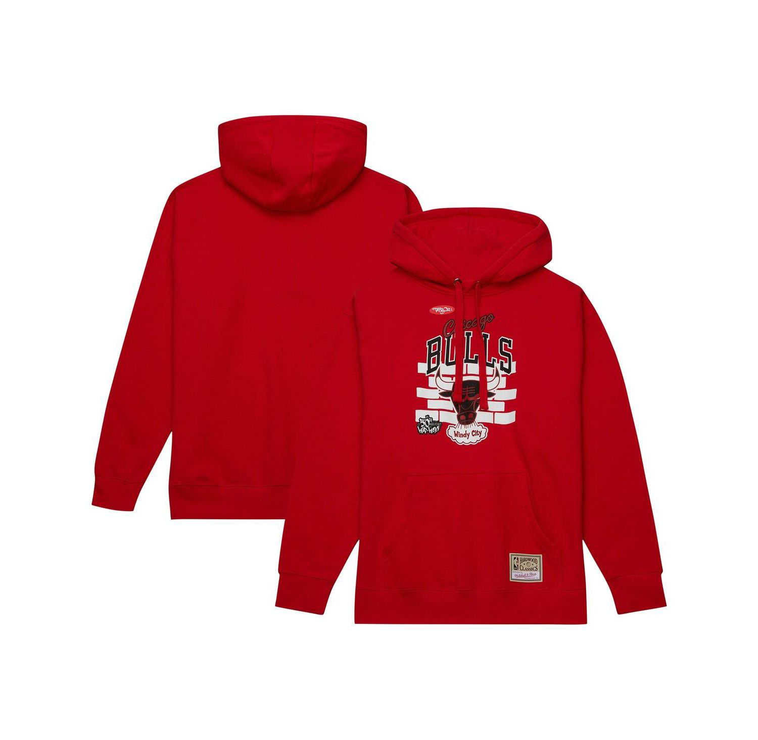 Men's x Tats Cru Red Chicago Bulls Hardwood Classics Brick Pullover Hoodie