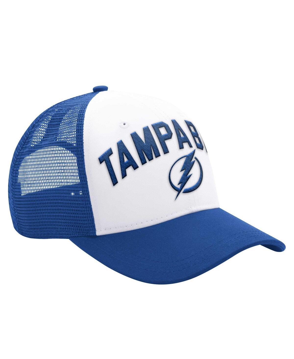 Men's Starter White, Blue Tampa Bay Lightning Arch Logo Trucker Adjustable Hat - White, Blue