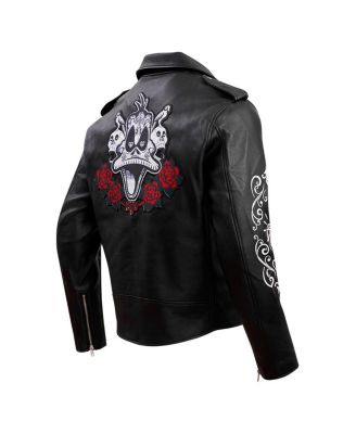 Men's Black Looney Tunes Dispicable Biker Full-Zip Jacket