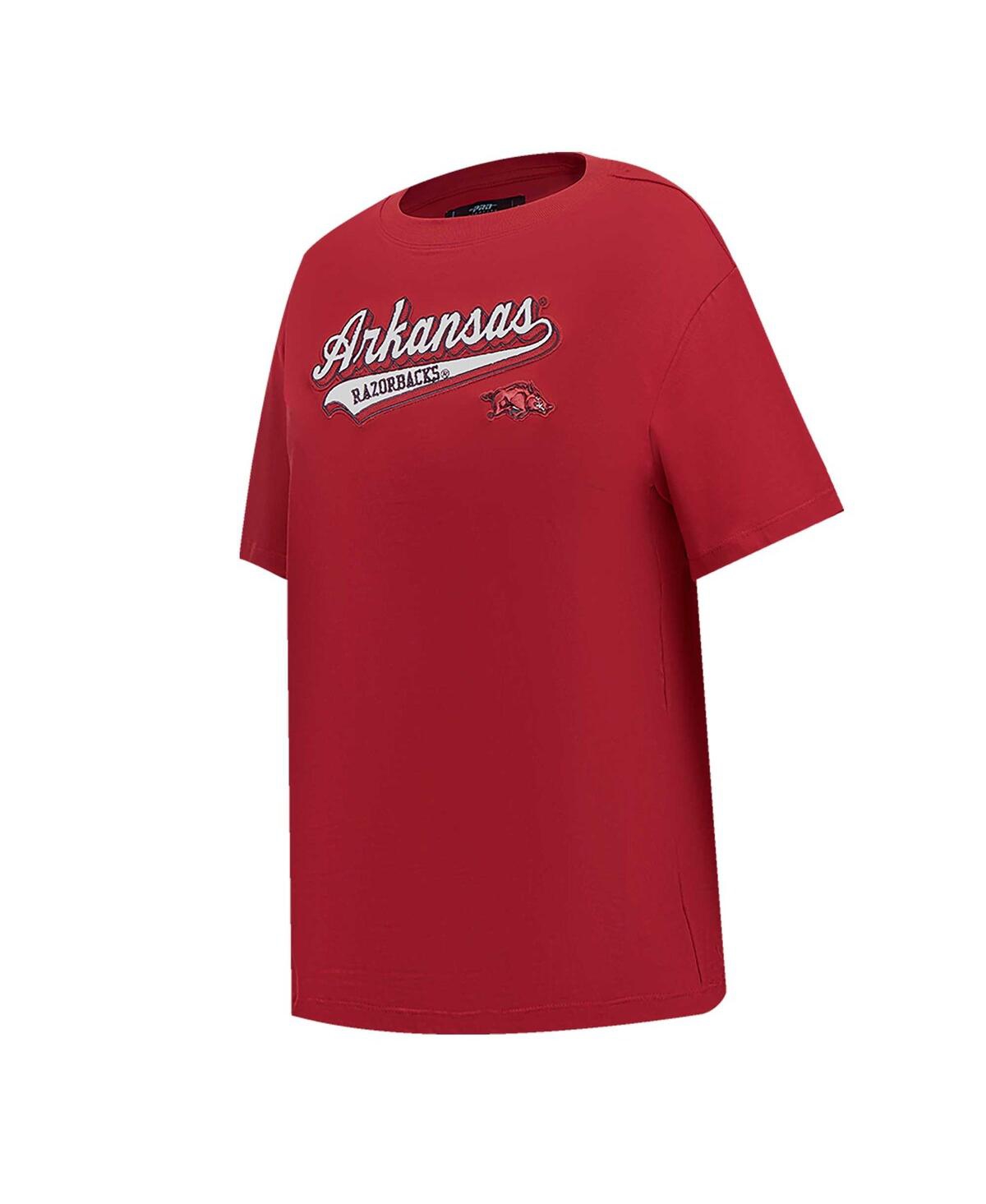 Shop Pro Standard Women's  Cardinal Arkansas Razorbacks Script Tail Oversized Boyfriend T-shirt