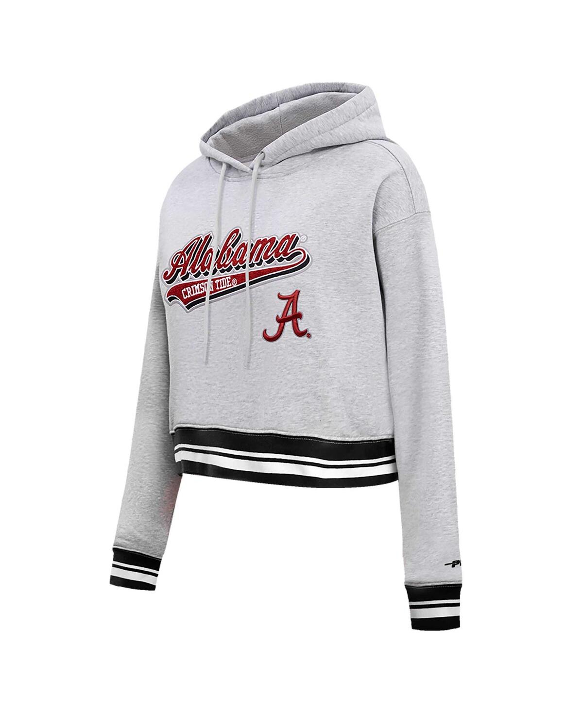 Pro Standard Heather Gray Alabama Crimson Tide Script Tail Fleece Cropped Pullover Hoodie In Heather Gray