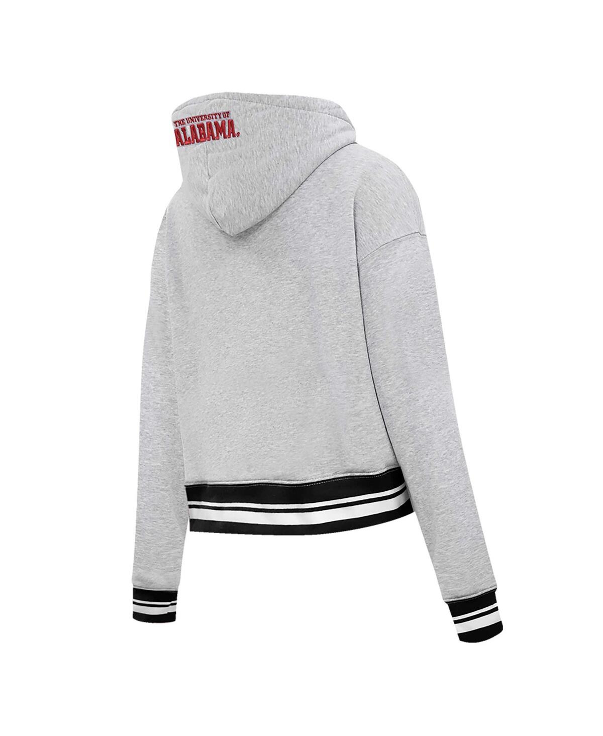 Pro Standard Heather Gray Alabama Crimson Tide Script Tail Fleece Cropped Pullover Hoodie In Heather Gray