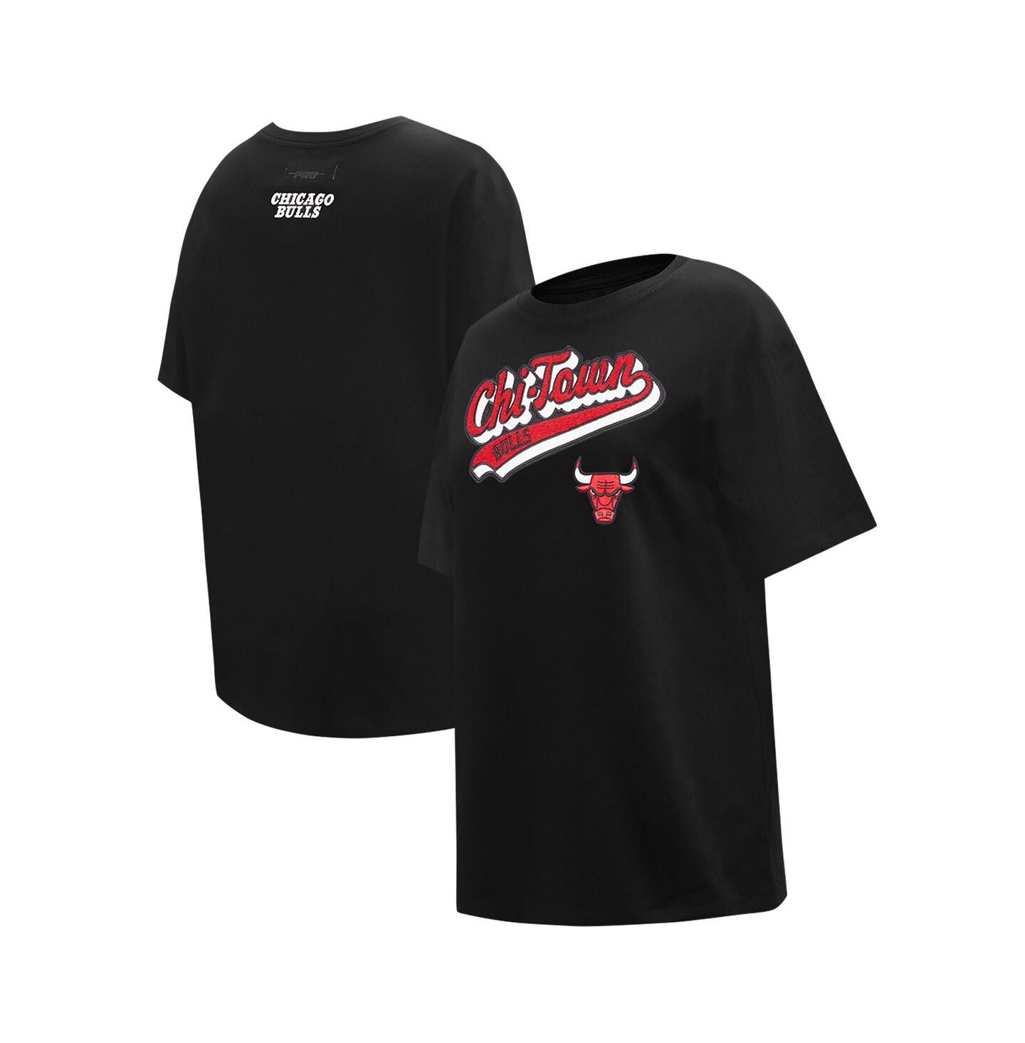 Женская футболка Pro Standard Black Chicago Bulls Script Boyfriend — фото 1