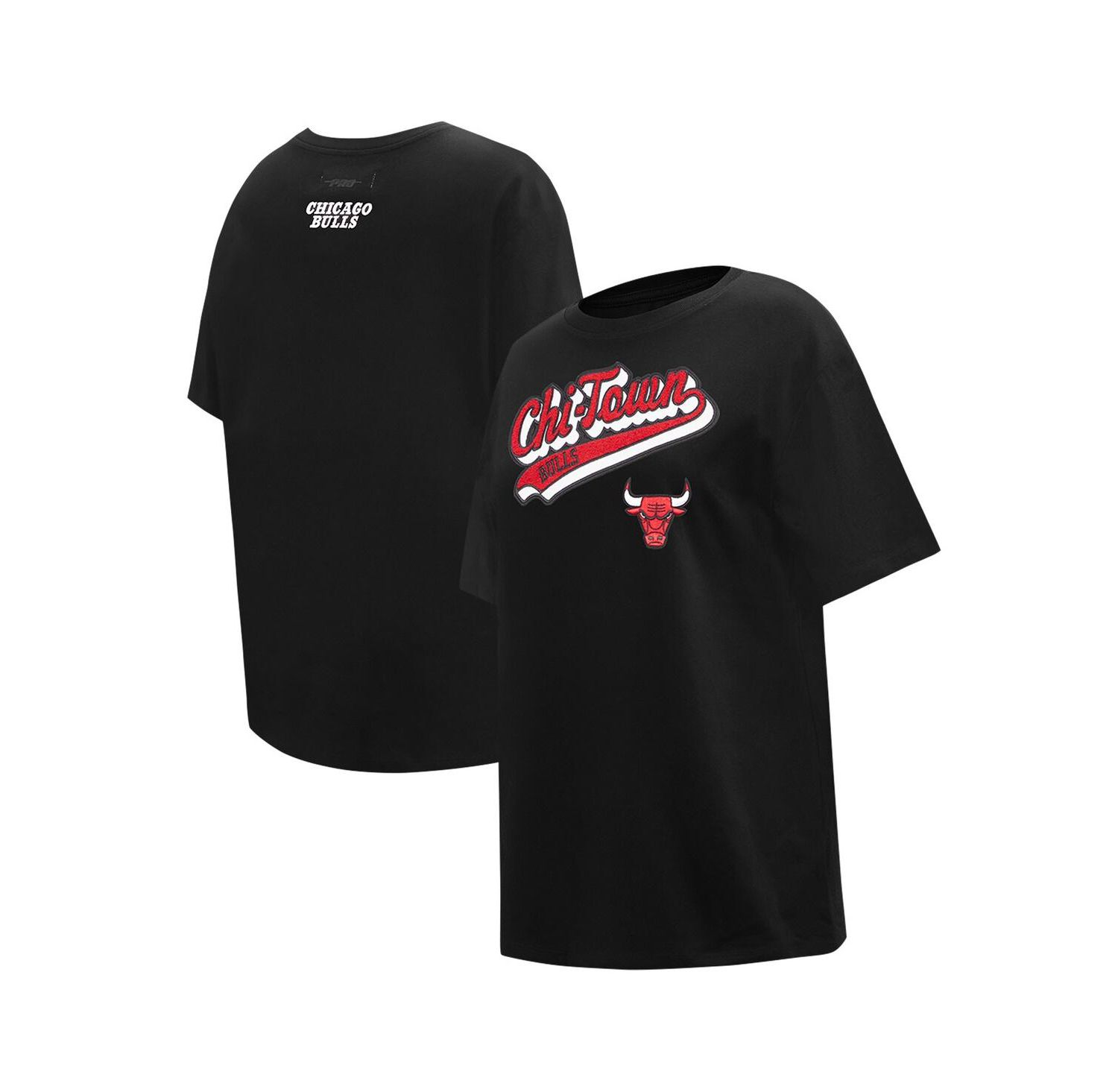 Women's Black Chicago Bulls Script Boyfriend T-shirt
