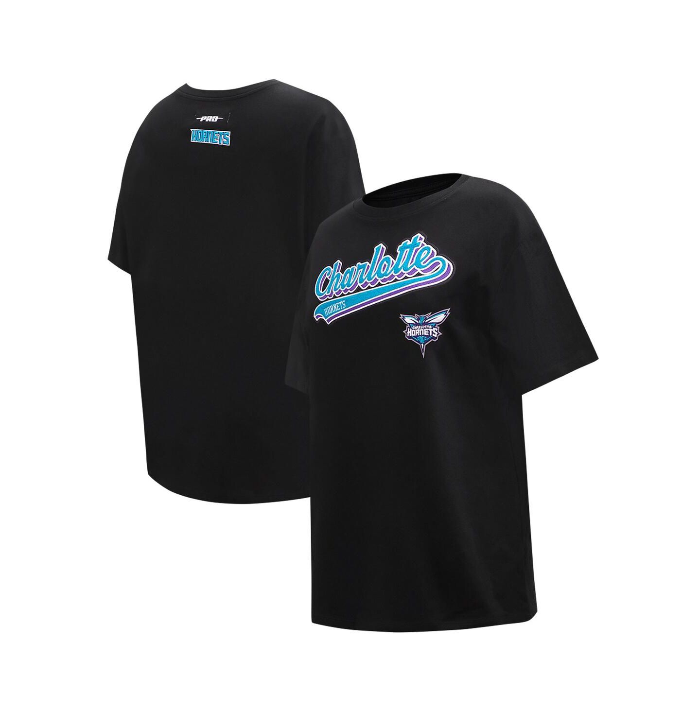 Женская футболка Pro Standard Black Charlotte Hornets Script Boyfriend — фото 1