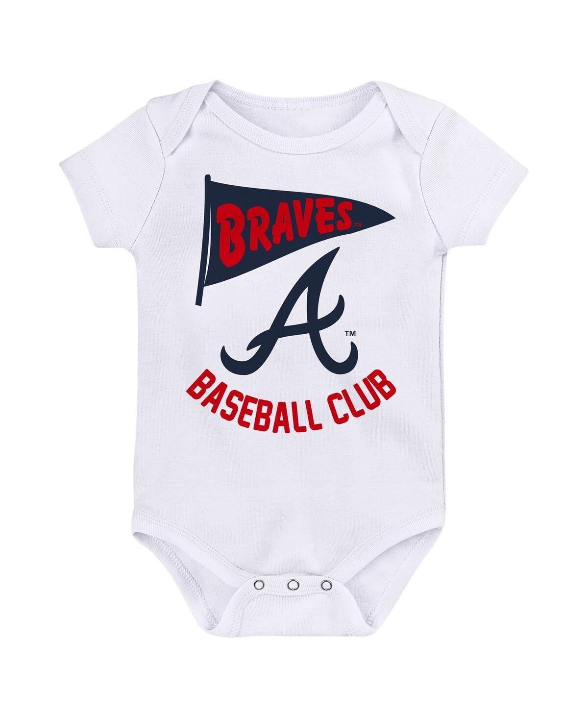 Outerstuff Baby Boys And Girls  Atlanta Braves Fan Pennant 3-pack Bodysuit Set In Navy