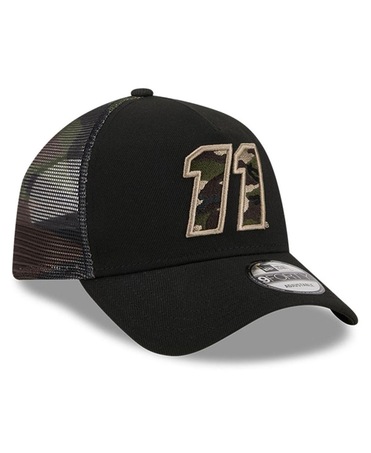 New Era Men's  Black Denny Hamlin Camo 9forty A-frame Trucker Adjustable Hat In Black