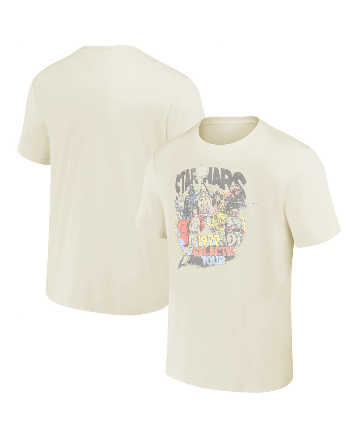Men's and Women's Cream Distressed Star Wars Soft Vintage-Like T-shirt - Cream
