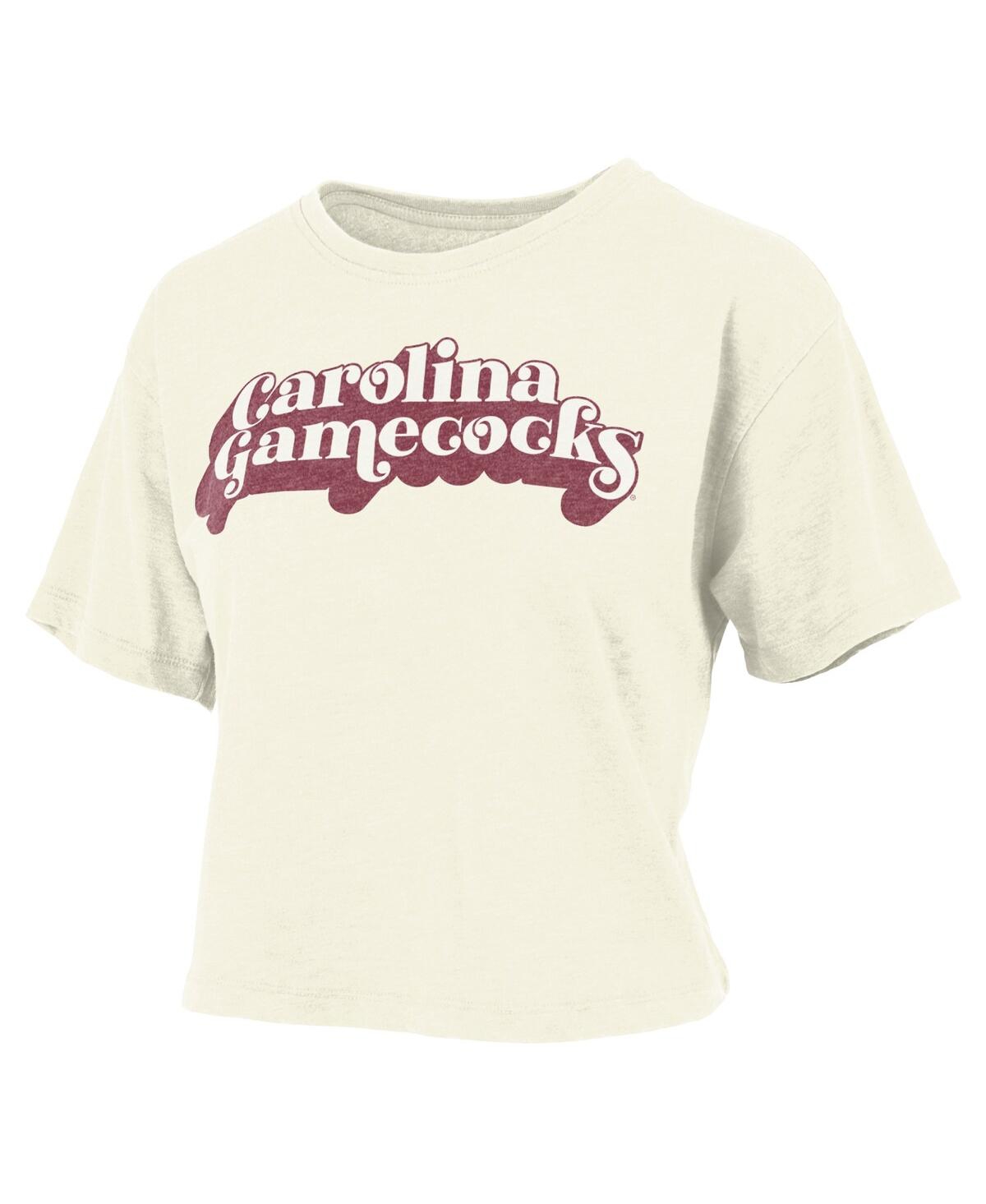 Shop Pressbox Women's  White South Carolina Gamecocks Vintage-like Easy Team Name Waist-length T-shirt