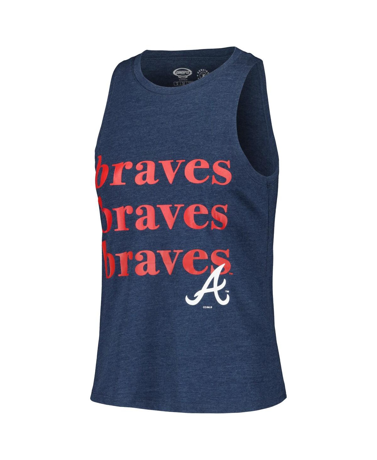 Shop Concepts Sport Women's  Charcoal, Navy Atlanta Braves Meter Muscle Tank And Pants Sleep Set In Charcoal,navy