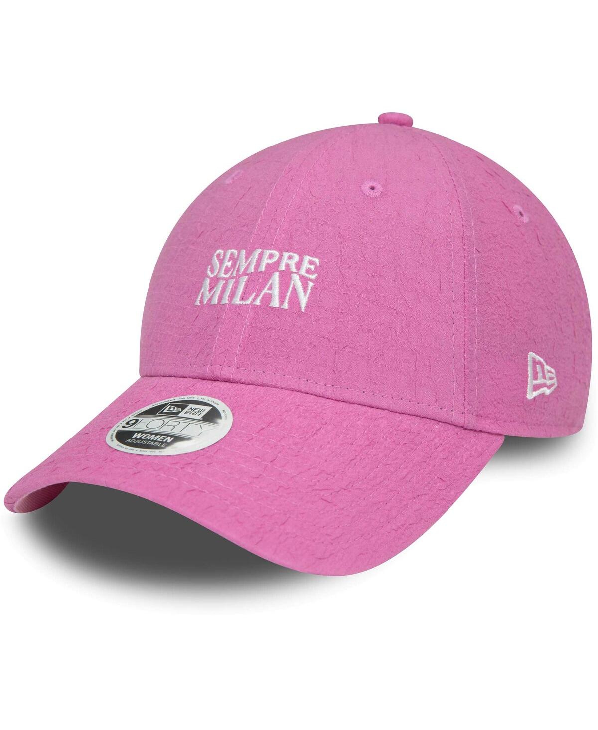 Women's New Era Pink Ac Milan Crinkle 9FORTY Adjustable Hat - Pink
