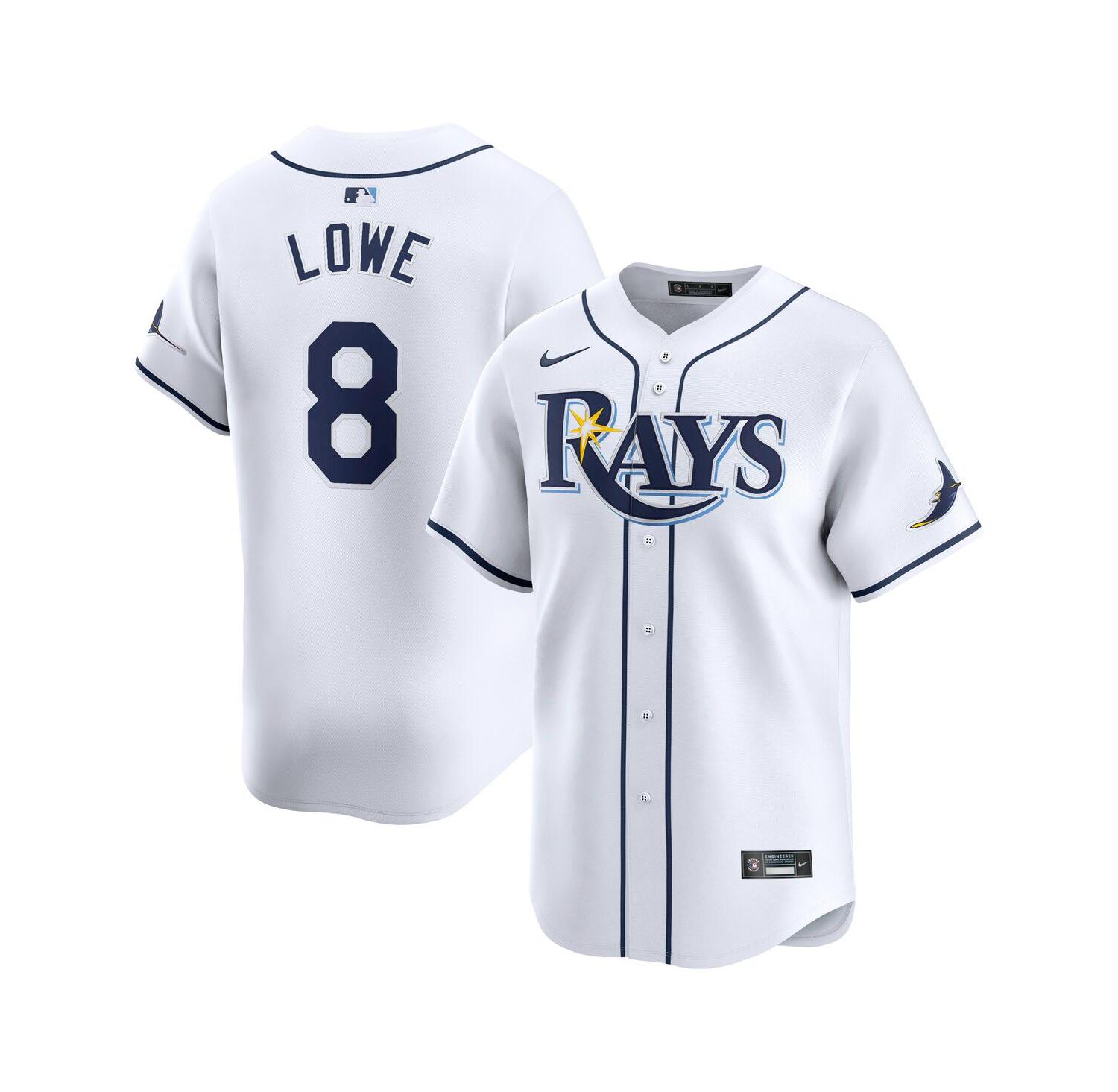 Men's Brandon Lowe White Tampa Bay Rays Home limited Player Jersey