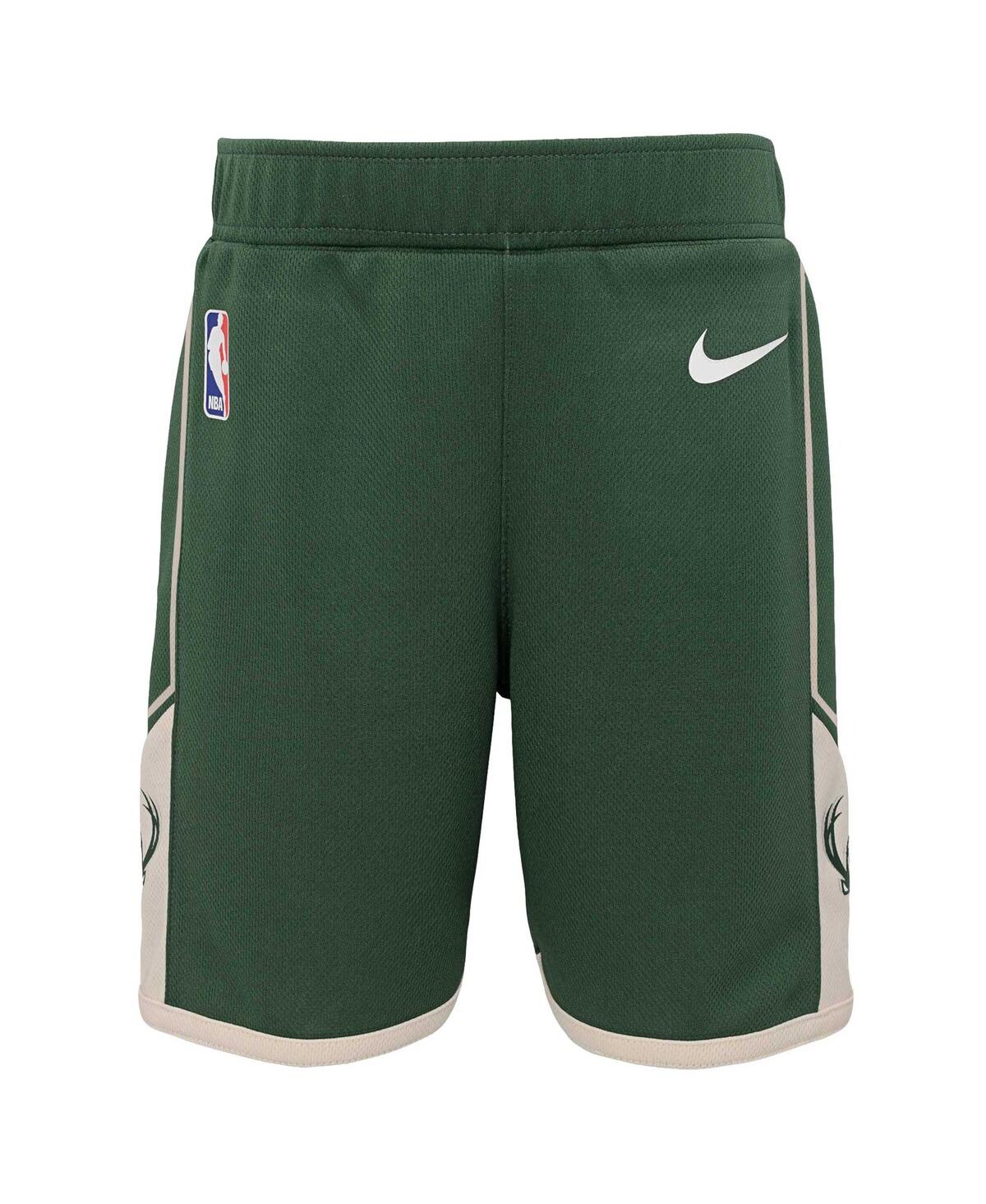 Shop Nike Little Boys And Girls  Hunter Green Milwaukee Bucks Icon Replica Jersey Shorts