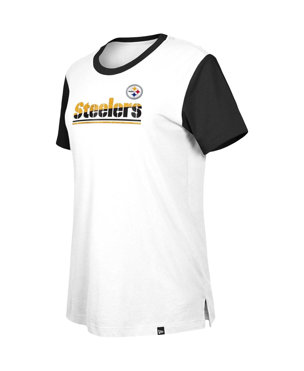Women's New Era Black Pittsburgh Steelers Third Down Colorblock T-shirt - Black