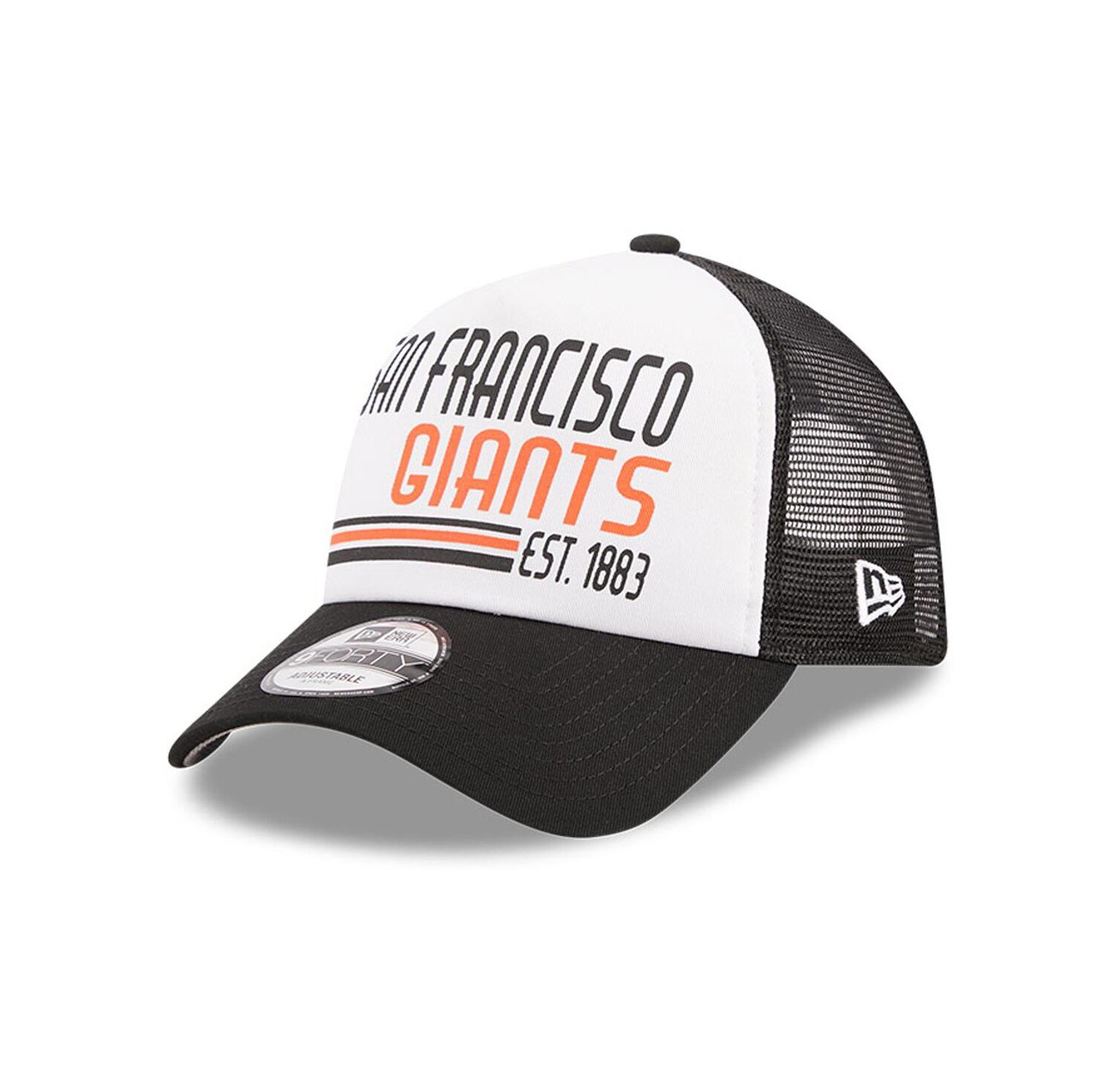 Men's White, Black San Francisco Giants Stacked A-Frame Trucker 9FORTY Adjustable Hat