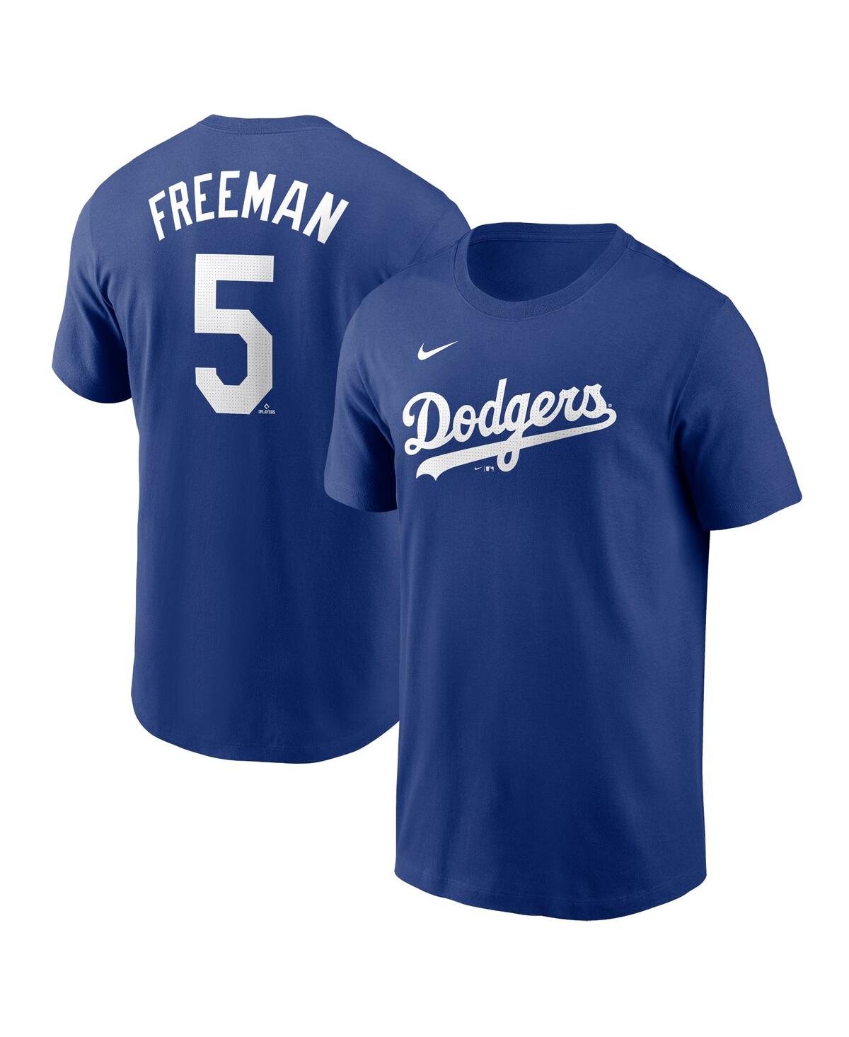 Shop Nike Men's  Freddie Freeman Royal Los Angeles Dodgers Fuse Name And Number T-shirt