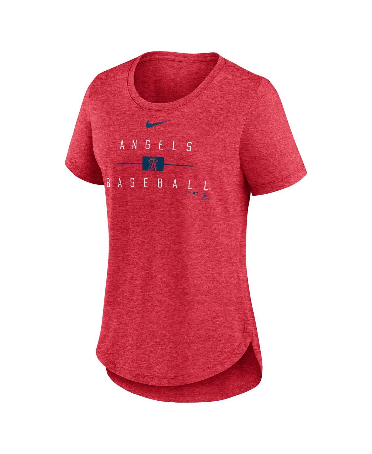 Shop Nike Women's  Heather Red Los Angeles Angels Knockout Team Stack Tri-blend T-shirt