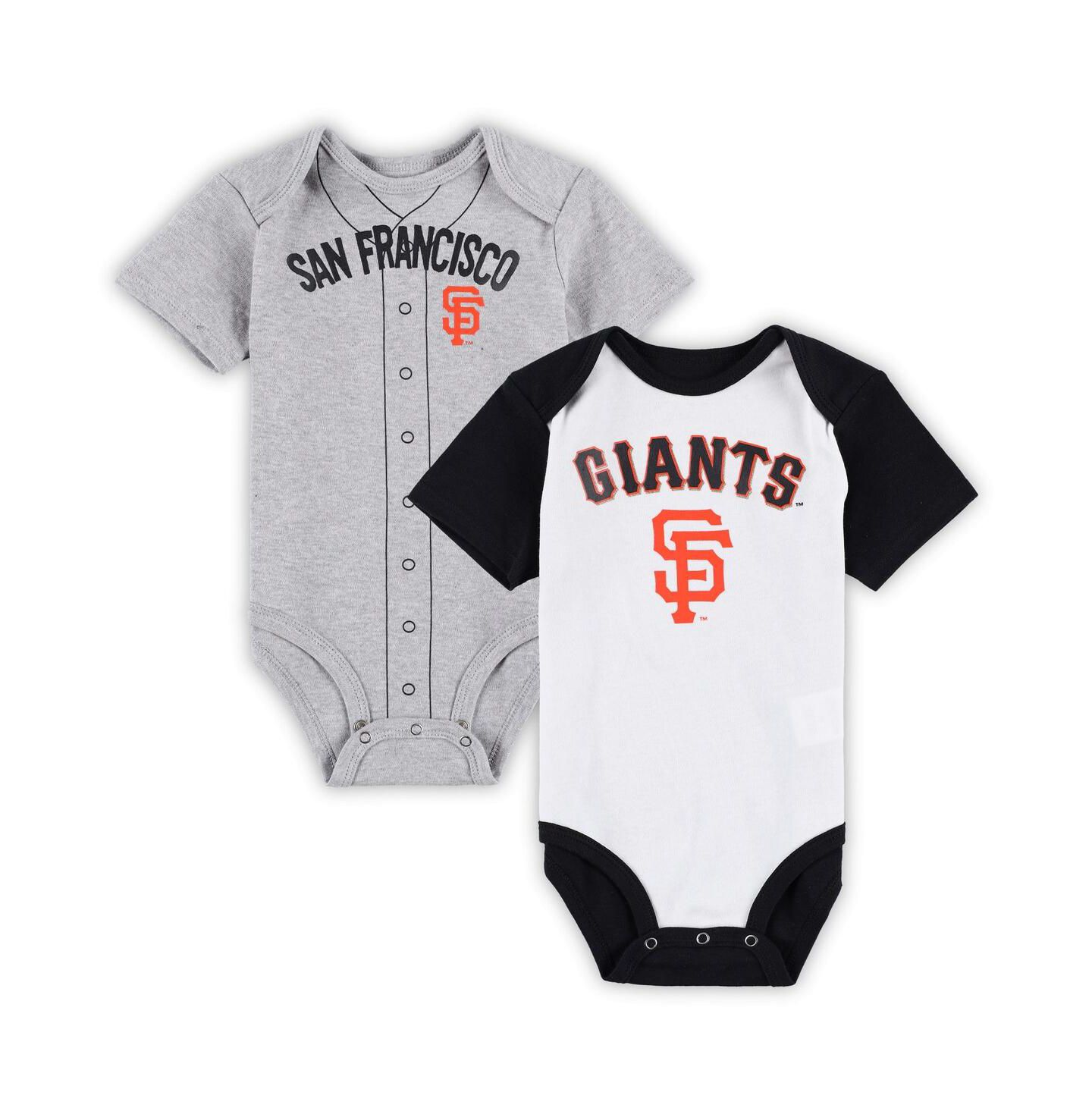 Outerstuff Baby Boys and Girls White, Heather Gray San Francisco Giants Two-Pack Little Slugger Bodysuit Set — фото 1
