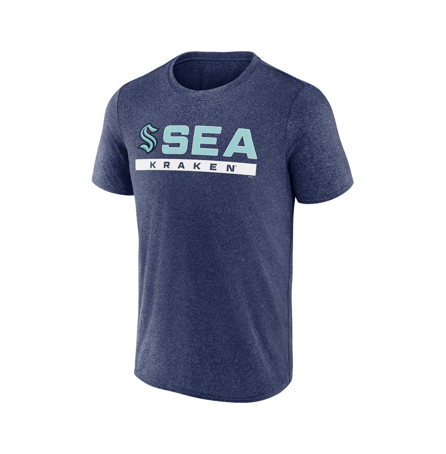Мужская футболка Fanatics Heather Deep Sea Blue Seattle Kraken Playmaker — фото 3
