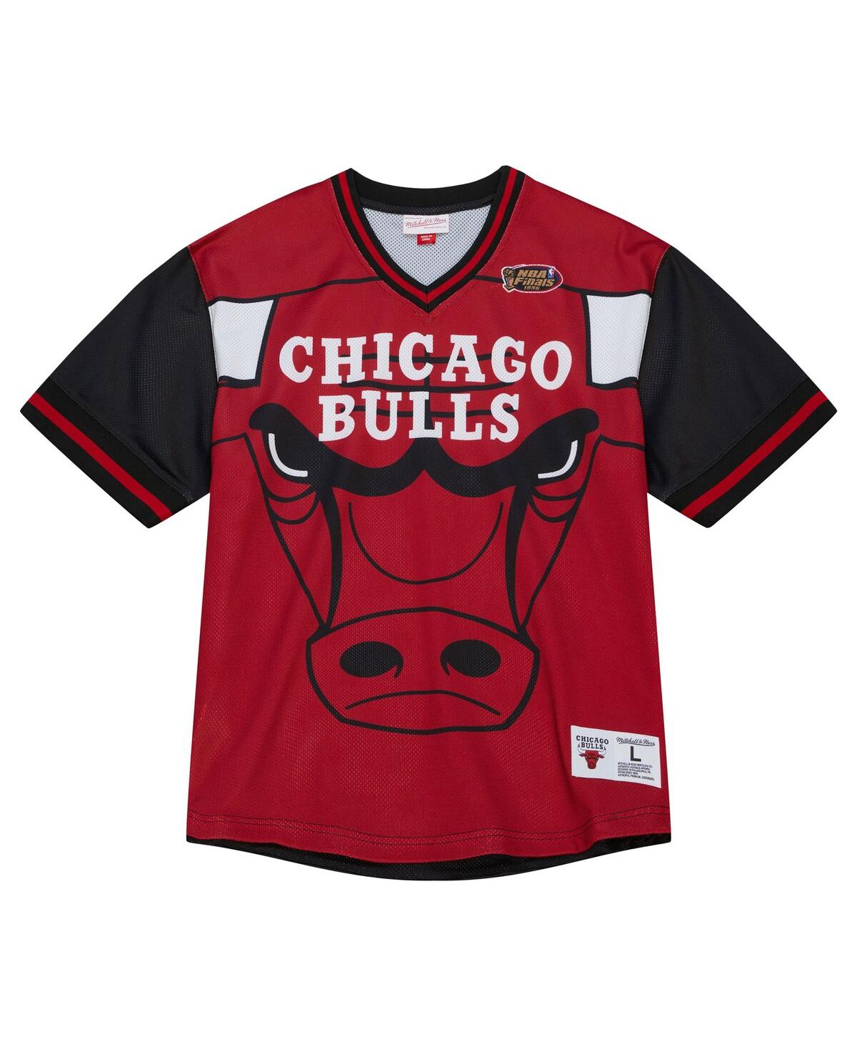 Mitchell & Ness Men's  Red Chicago Bulls Jumbotron 3.0 Mesh V-neck T-shirt In Red