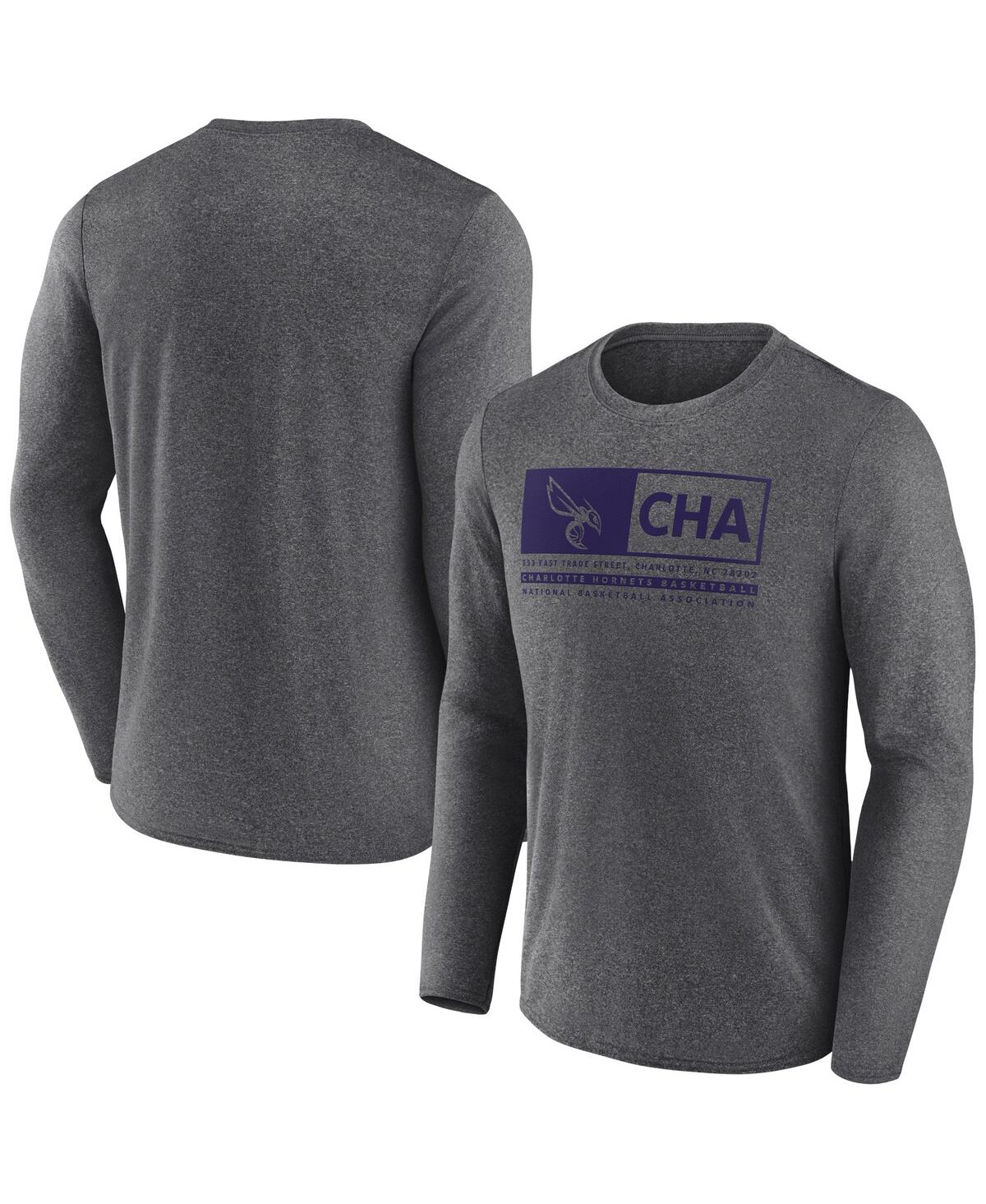 Shop Fanatics Men's  Heather Charcoal Charlotte Hornets Three-point Play T-shirt