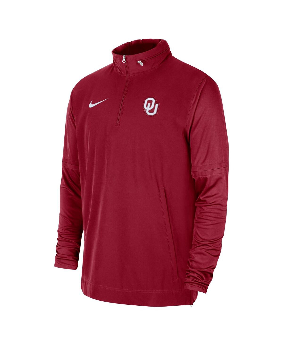 Men's NikeOklahoma Sooners 2023 Coach Half-Zip Hooded Jacket - Crimson