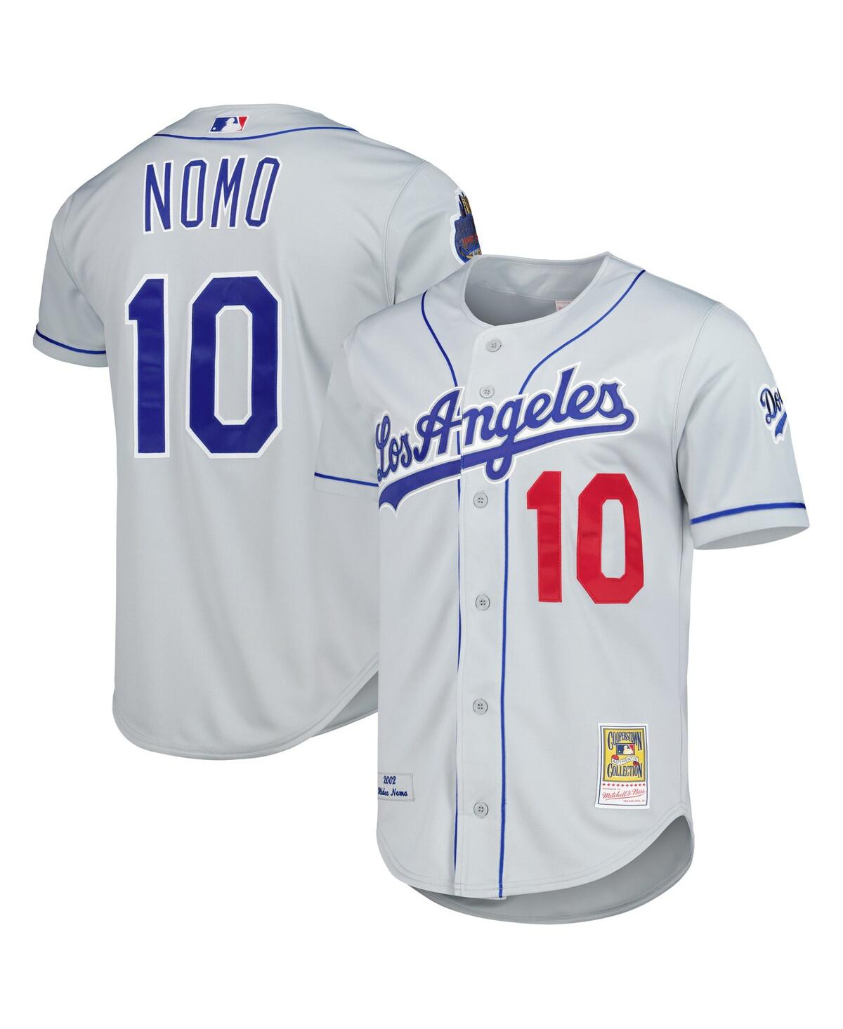 Men's Mitchell & Ness Hideo Nomo Gray Los Angeles Dodgers Cooperstown Collection Authentic Jersey - Gray