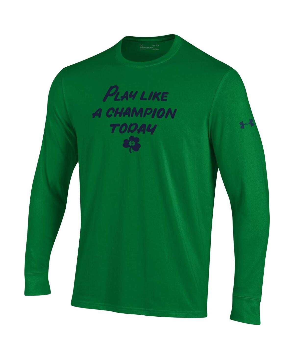 Men's Under ArmourNotre Dame Fighting Irish Play Like A Champion Today Long Sleeve Performance T-shirt - Green