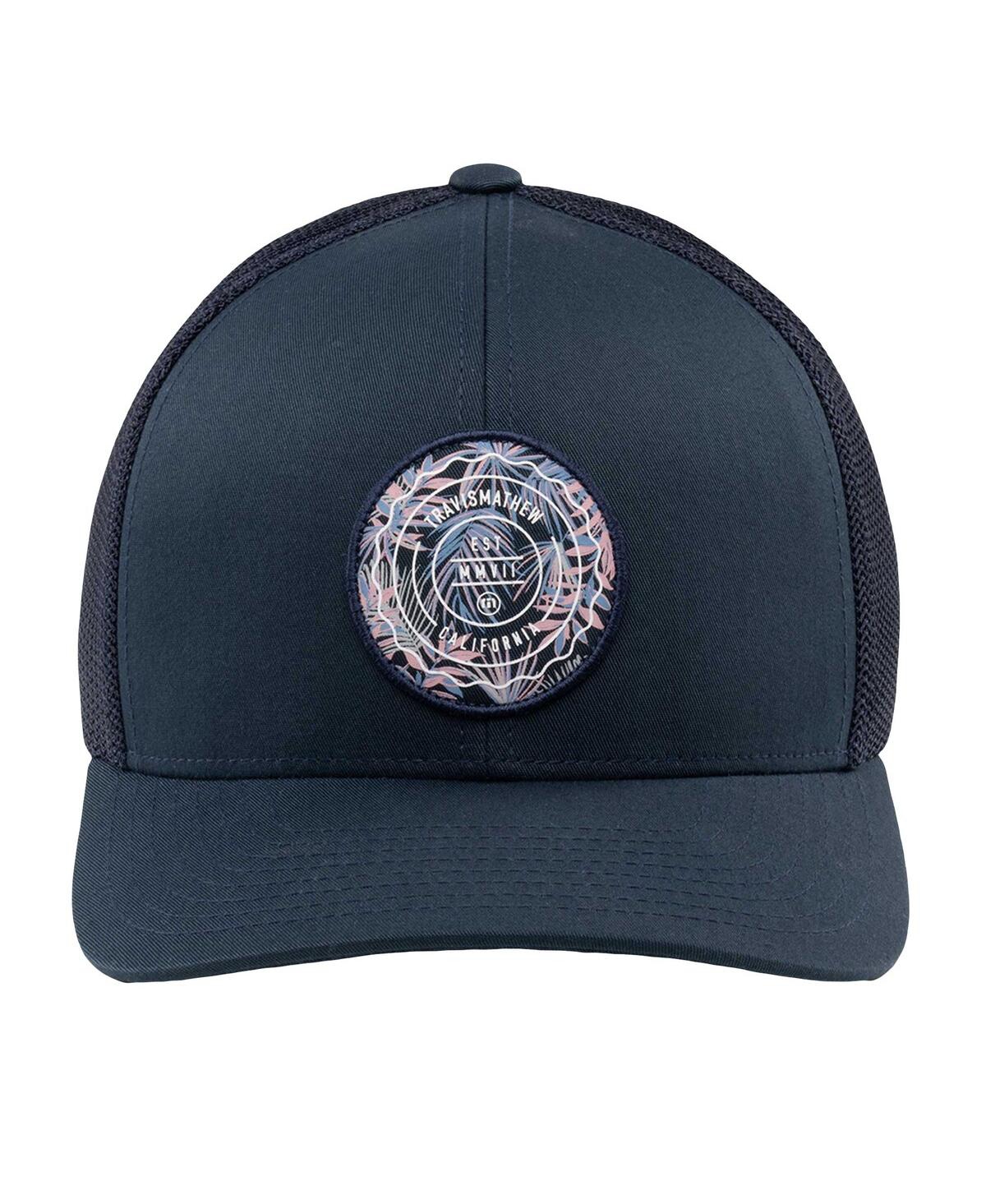 Shop Travis Mathew Men's  Navy The Patch Floral Trucker Adjustable Hat