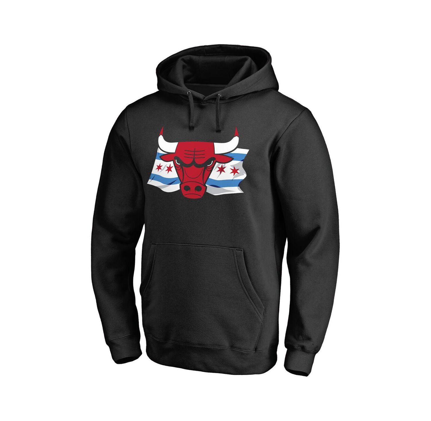 Men's Black Chicago Bulls Hometown Collection Chicago Flag Pullover Hoodie