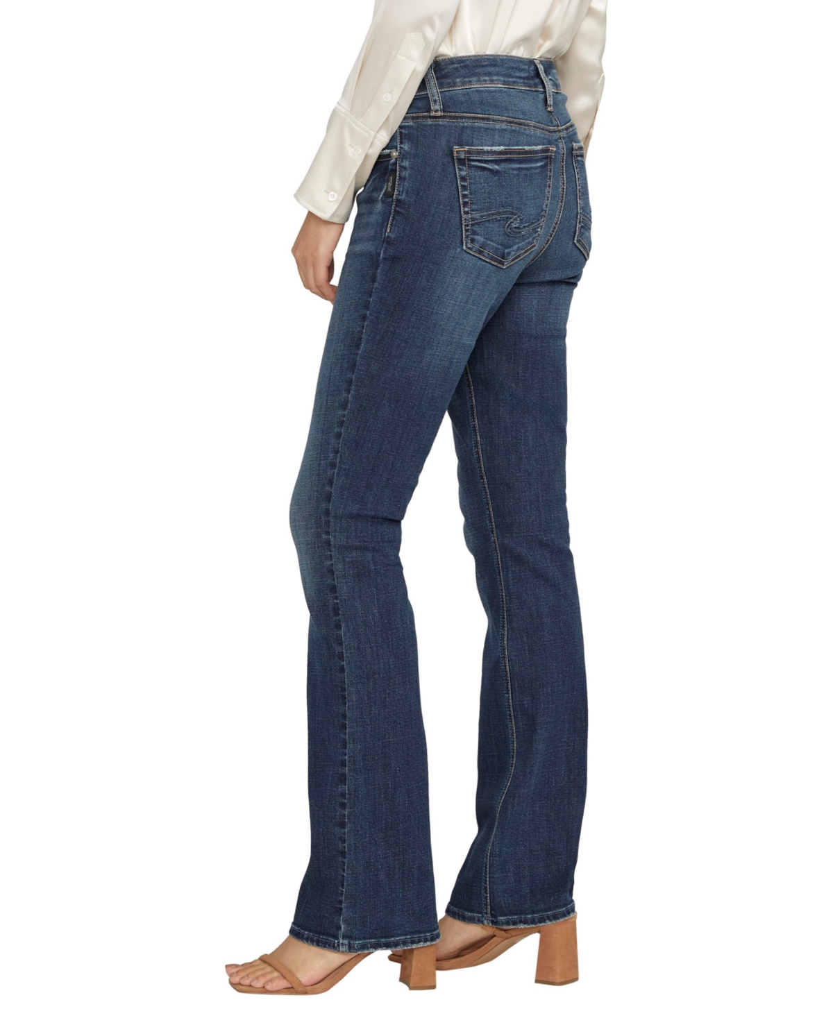 Shop Silver Jeans Co. Elyse Mid Rise Slim Bootcut Luxe Stretch Jeans In Indigo